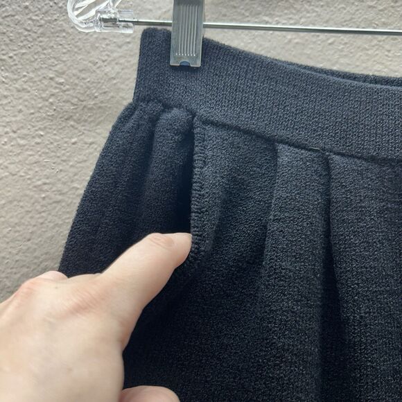 St John Black Santana Knit Pants Wide Leg Pull On Sz 4 Barrel Vintage Cropped - Picture 4 of 9